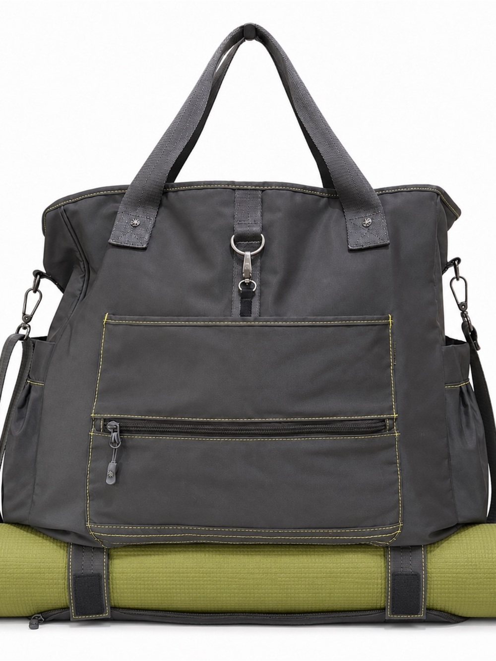 Athleta Gray Shoulder Bag Large Zip Top Travel Gym Yoga Carry All Bag Tote